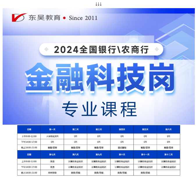 2024全國銀行/農商行春招金融科技崗課程