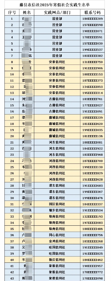 2025年藤縣農信社寒假社會實踐生名單公布